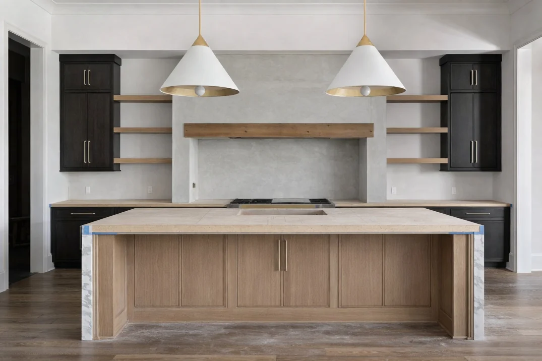 Kitchen before worktop installation